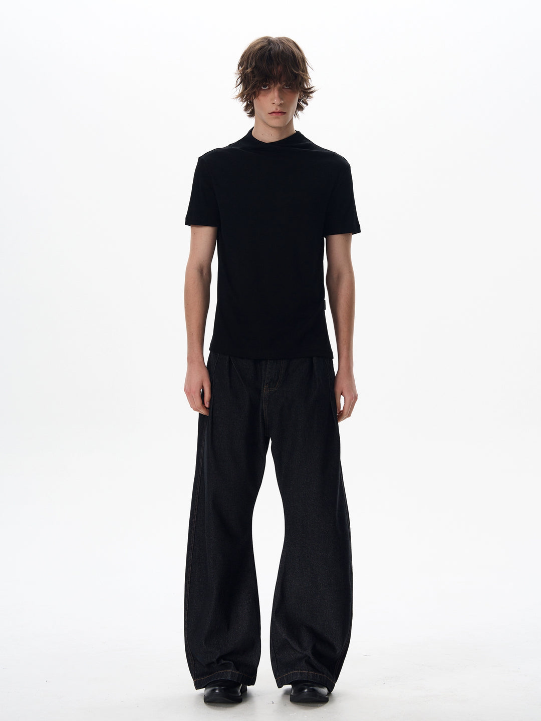 Cross Collar Slim Fit Knitted T-shirt