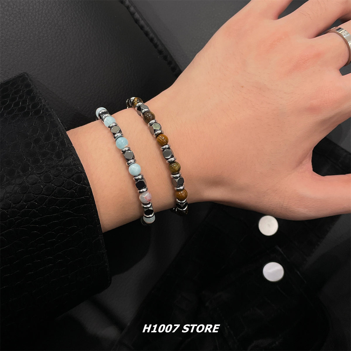 Natural Stone Beaded Hip-Hop Bracelets