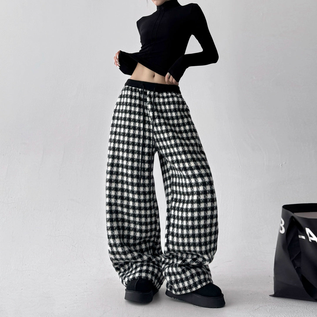 Plaid Wide Leg Casual Loose Pants