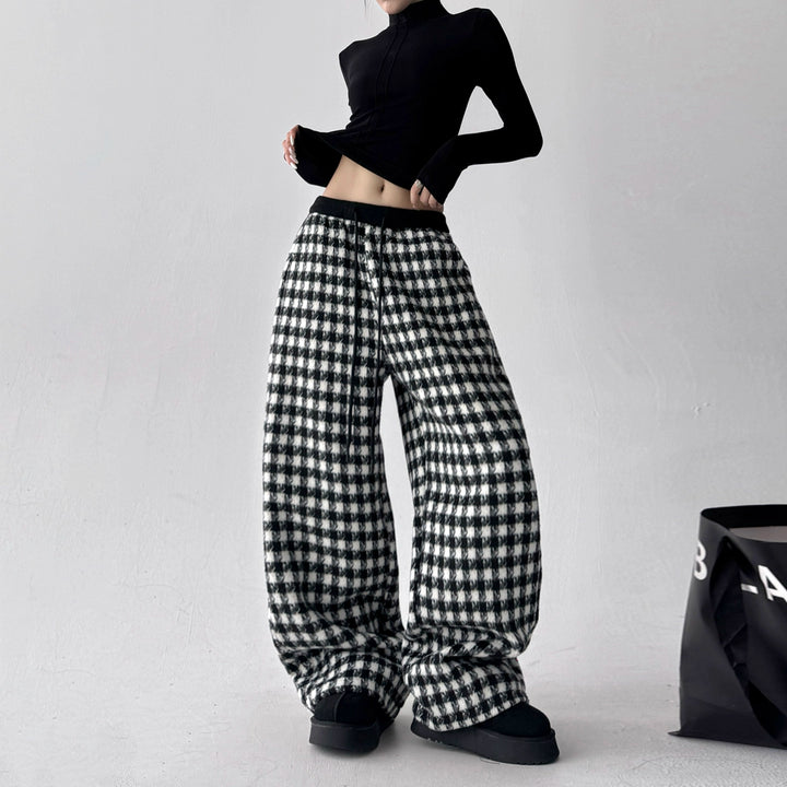 Plaid Wide Leg Casual Loose Pants