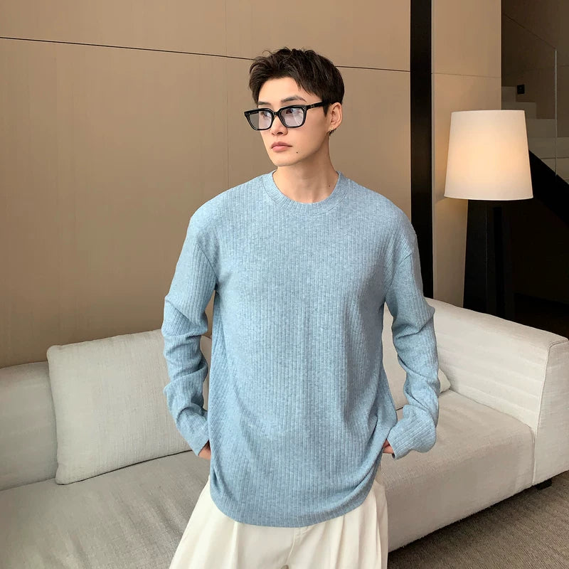 Ribbed Fleece Knit Long Sleeve Pullover