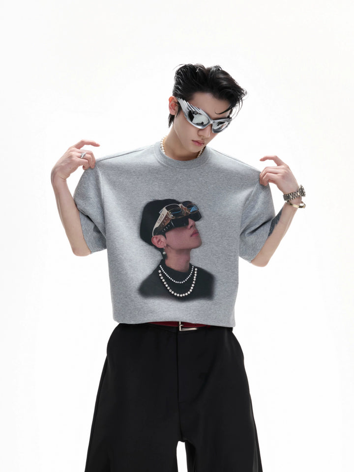 Camiseta de Impressão de Arte de Pérola da Série Ícone 