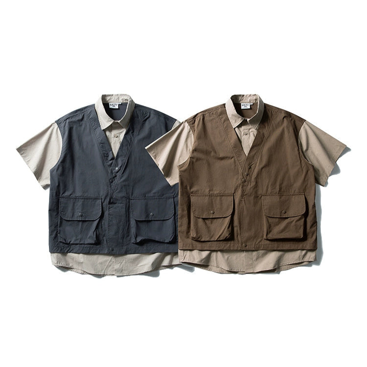 Two-Piece Splicing Workwear Shirt