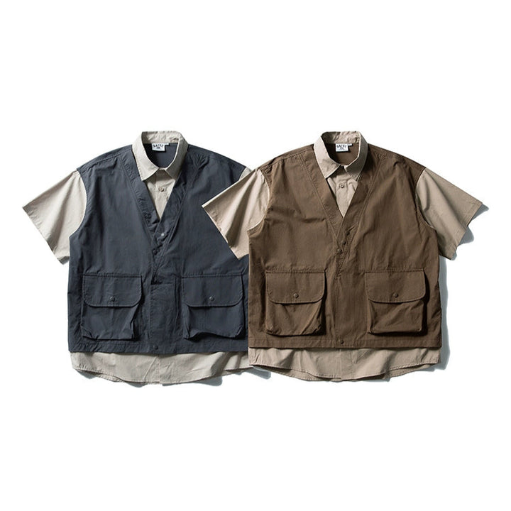 Two-Piece Splicing Workwear Shirt