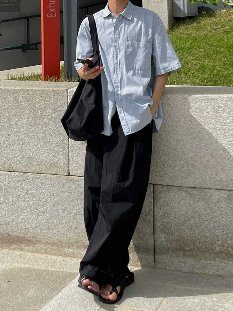 Wide-Leg Straight Floor-Length Pants