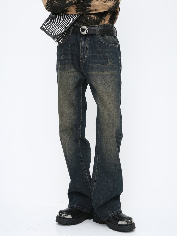 Retro gewaschene ausgestellte Jeanshose 