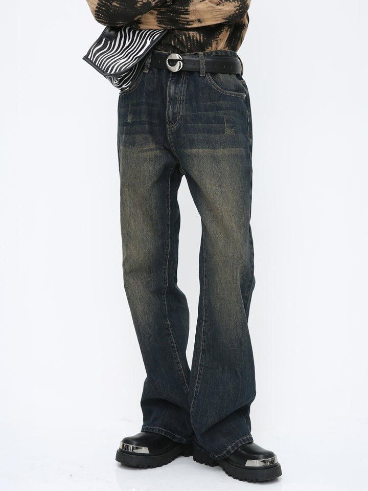 Retro gewaschene ausgestellte Jeanshose 