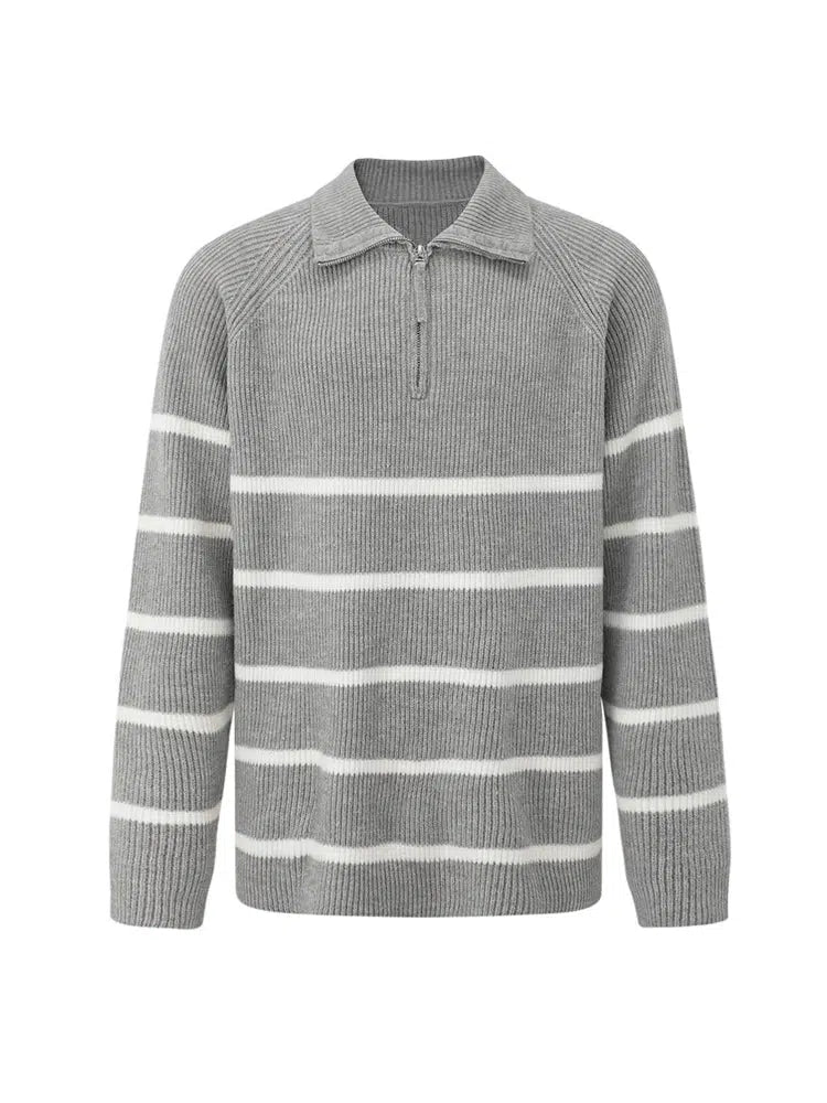Half-Zip Striped Sweater
