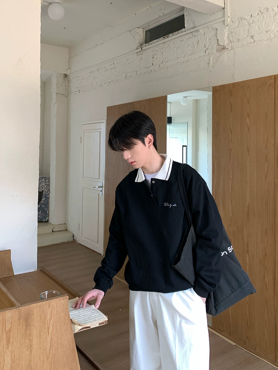 Lapel Long-Sleeve Sweatshirt
