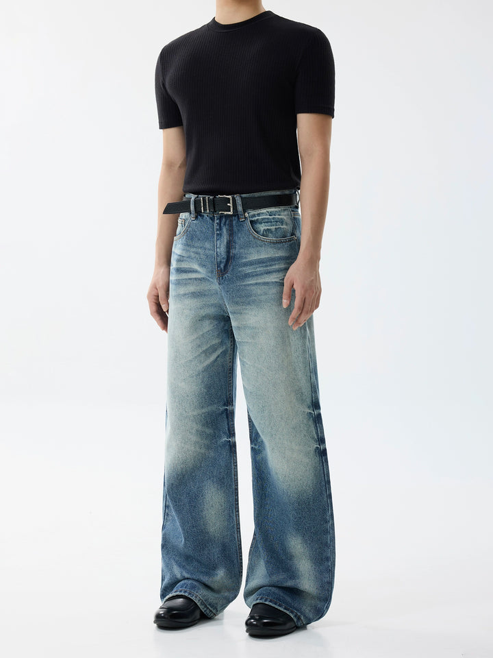 Jeans baggy évasés délavés rétro 