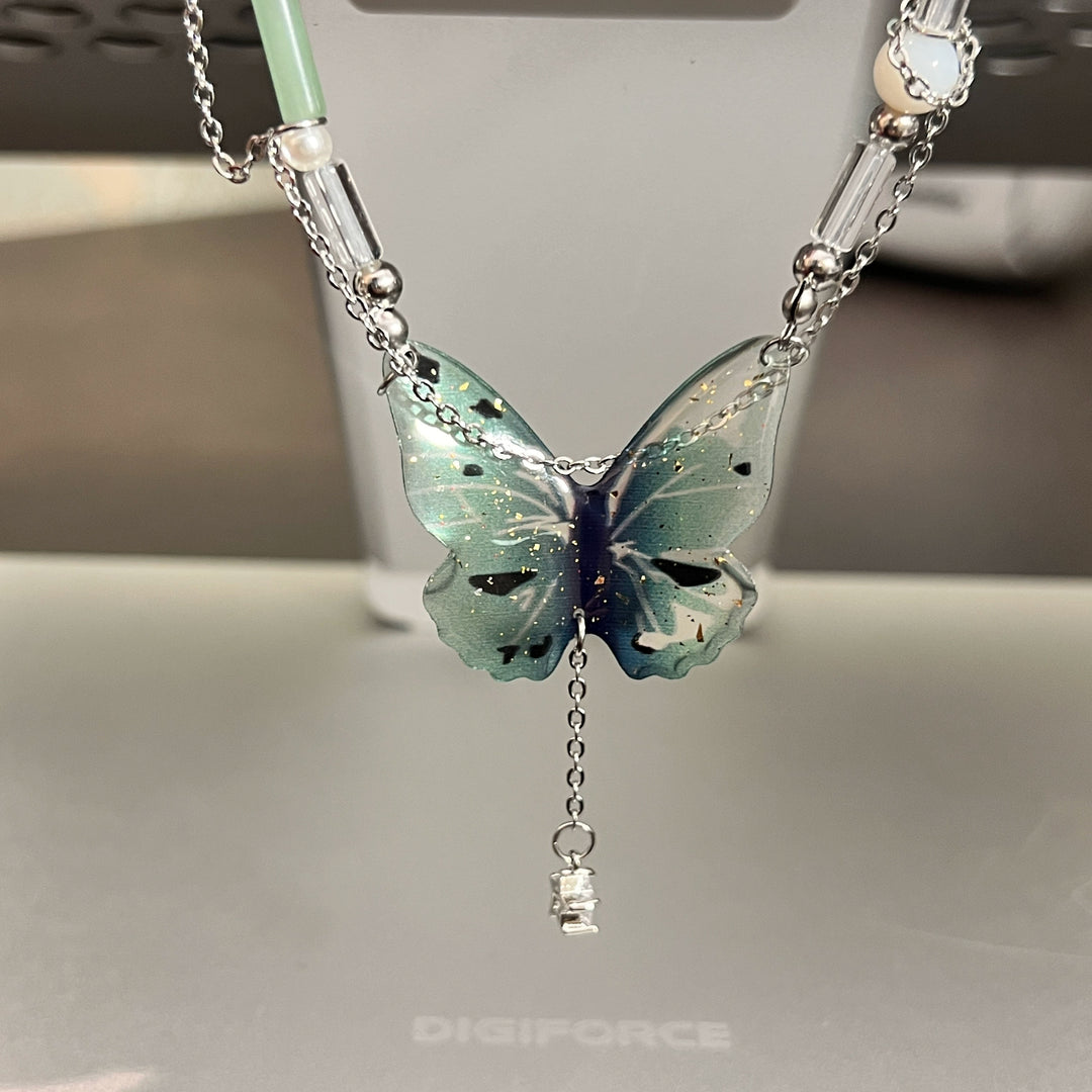 Schmetterling Quaste Doppelketten-Halskette 