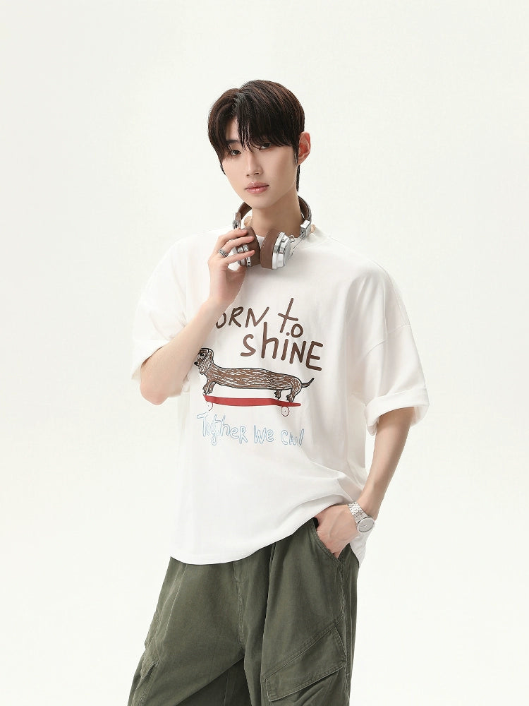 Cartoon Letter Print Loose Fit T-Shirt