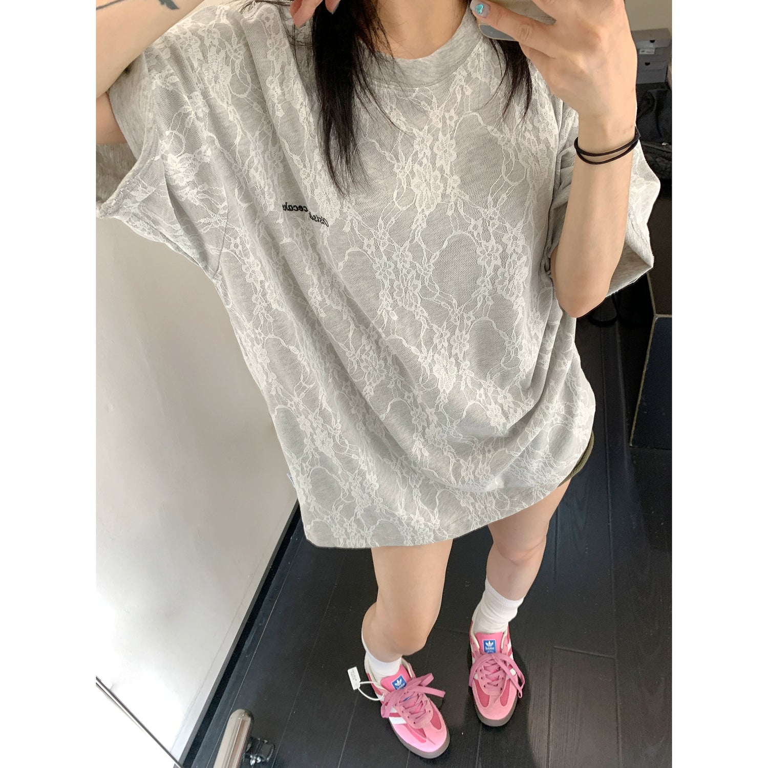 Bestickte lockere Kurzarmbluse 