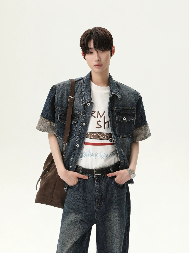 Distressed Denim Jacket and Pants Set