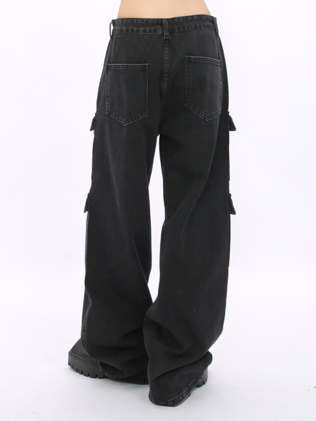 Wide-Leg Multi-Pocket Denim Pants