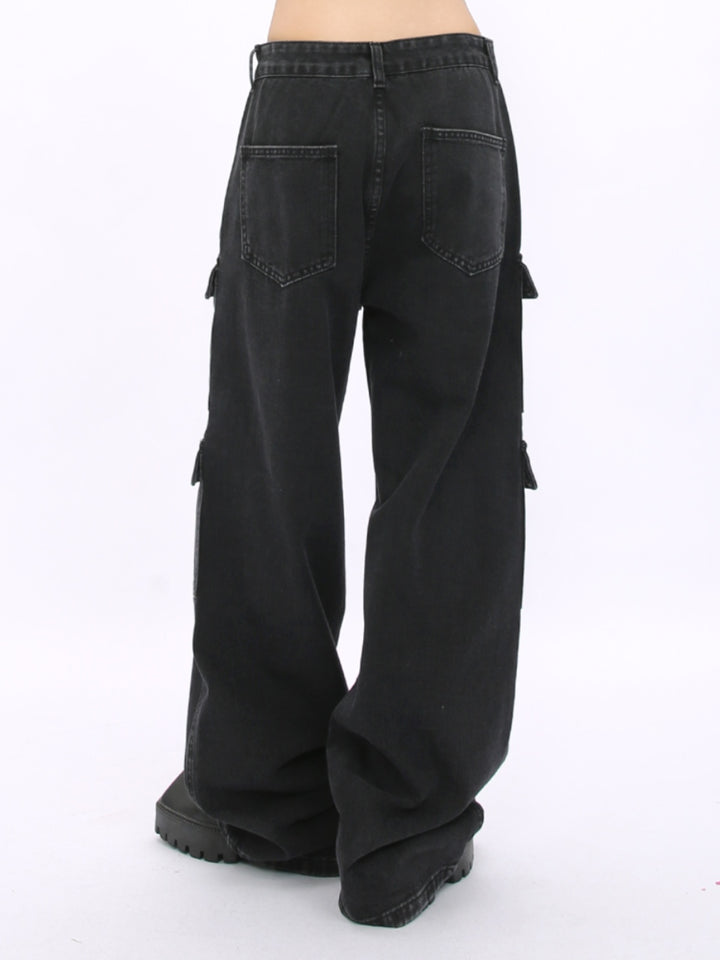 Wide-Leg Multi-Pocket Denim Pants