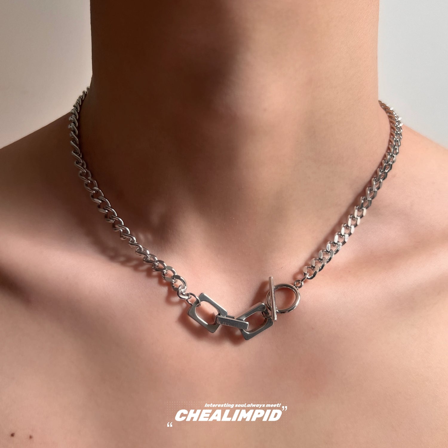 Titanium Steel Square Link Chain Necklace