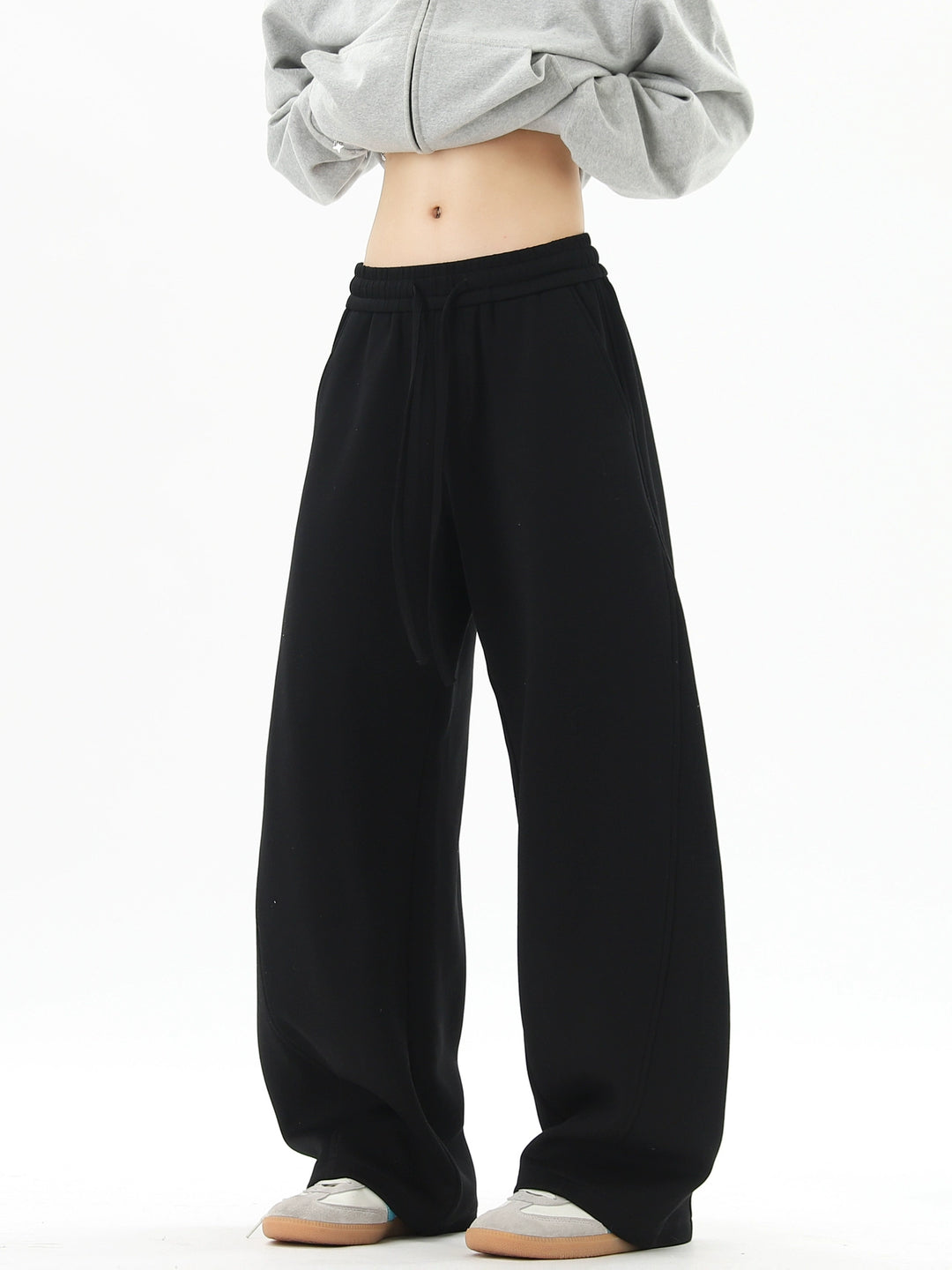 Pantalons de survêtement élastiques à cordon de serrage et jambes larges 