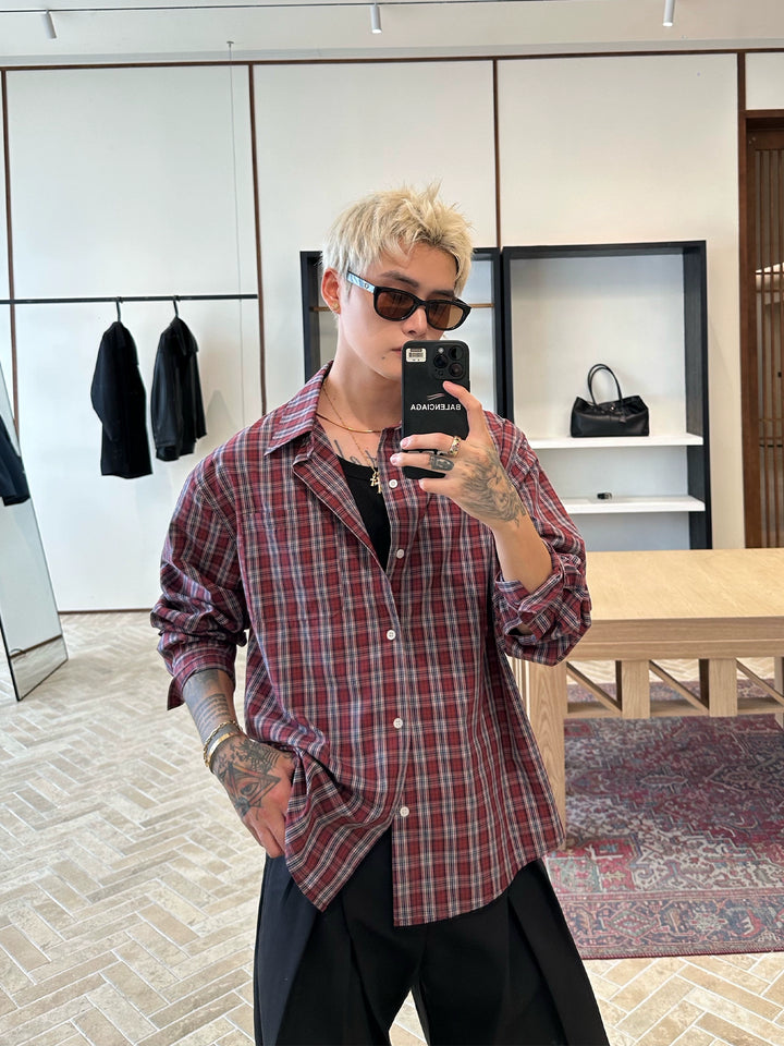 Plaid Loose Fit Long Sleeve Shirt
