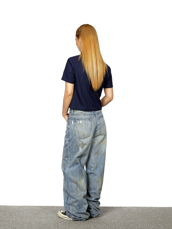 Ink Splash Graffiti Loose Straight Pants