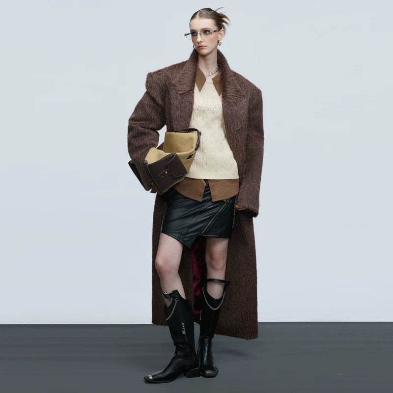 Double-Breasted Oversized Wool Trench Coat