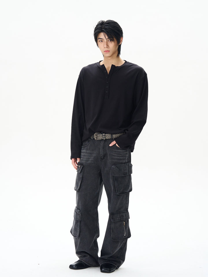 Henry Collar Long-Sleeve Pullover