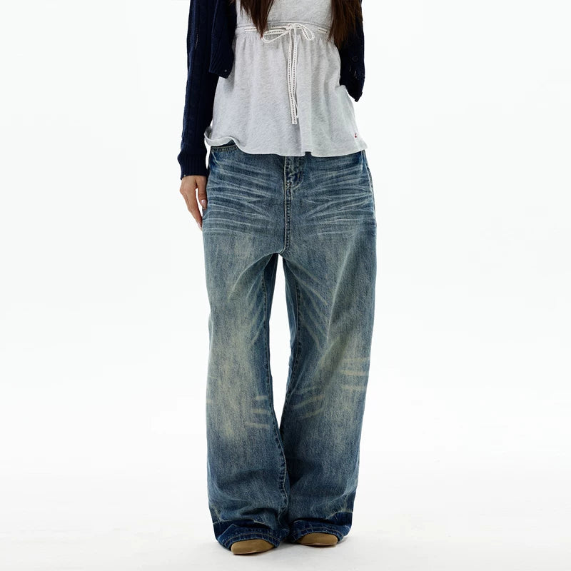 Wide-Leg Loose Straight Jeans