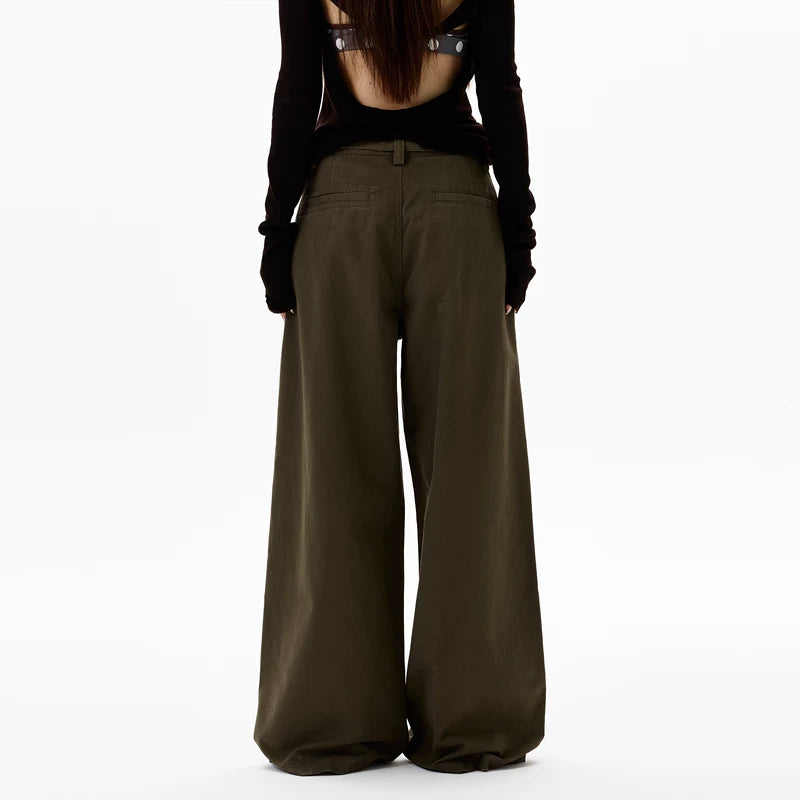 Pleated Wide-Leg Belted Pants
