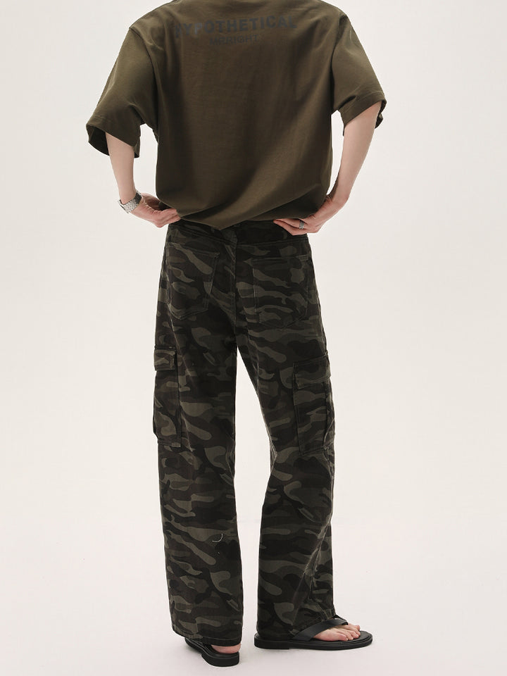 Camouflage Multi-pocket Wide-leg Pants