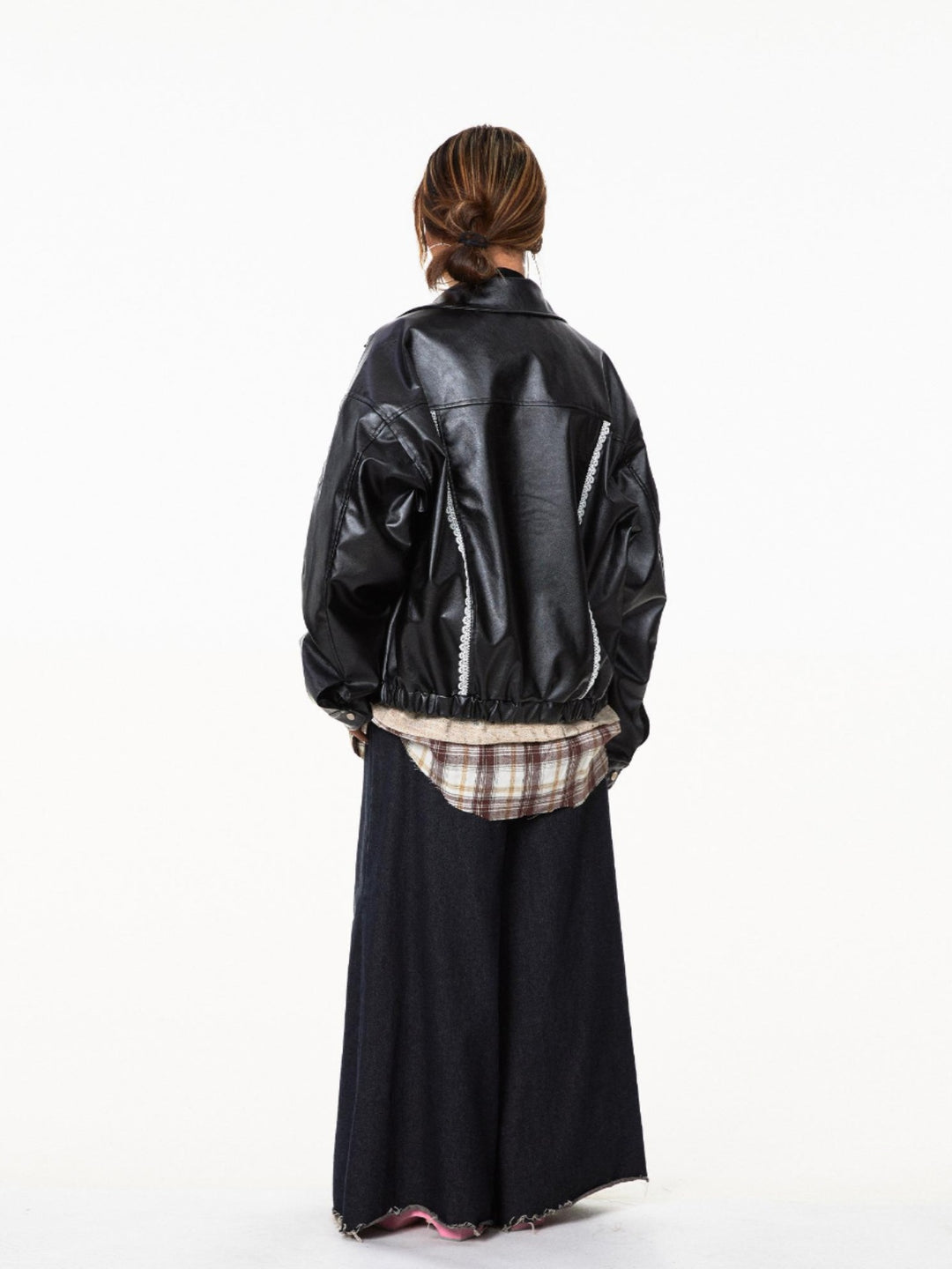 Retro Leather Embroidered Motorcycle Jacket