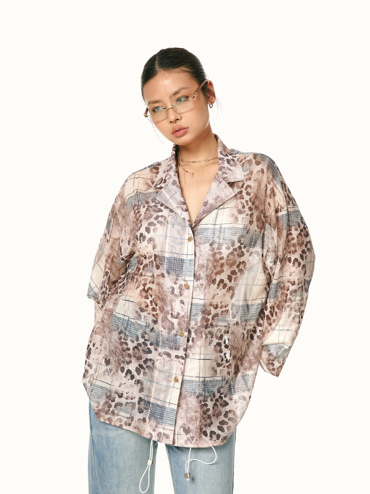 Leopard Print Long-Sleeved Loose Shirt