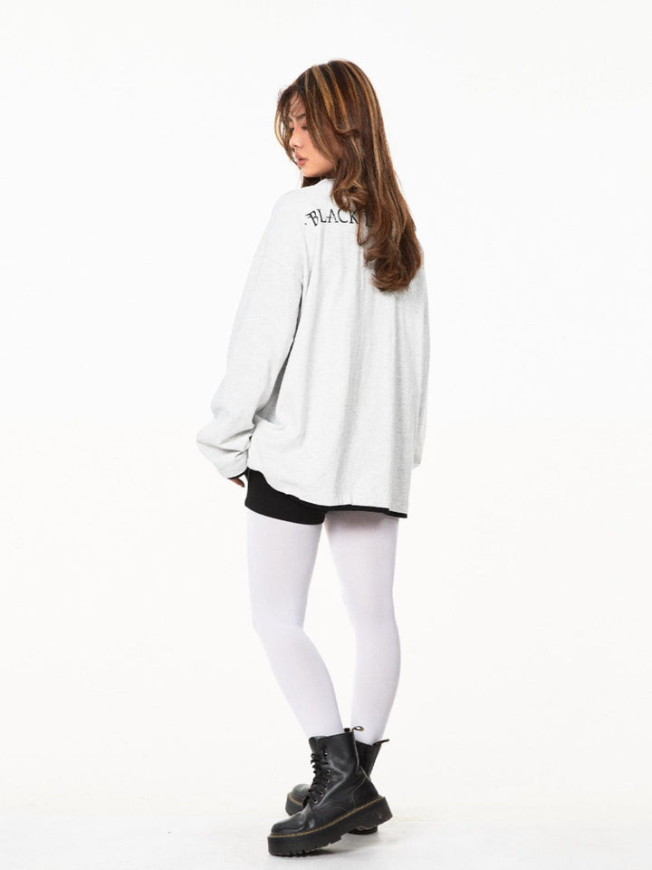 Printed Long-Sleeve Turtleneck Top