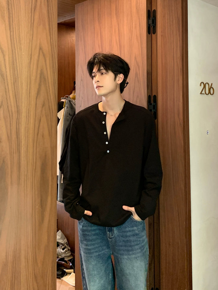 Henry Collar Long Sleeve Pullover