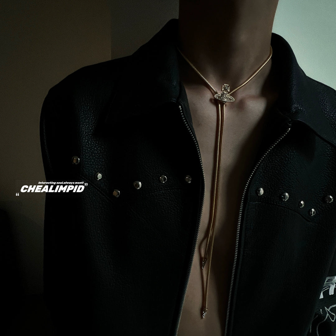 Saturn Pendant Snake Necklace