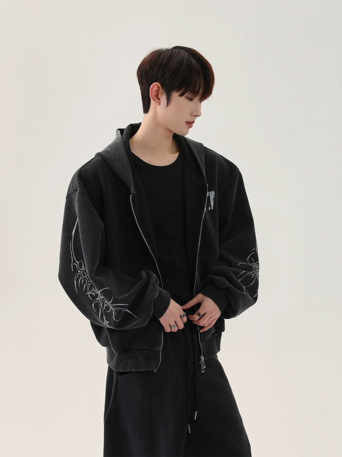 Distressed Graphic Hoodie and Pants