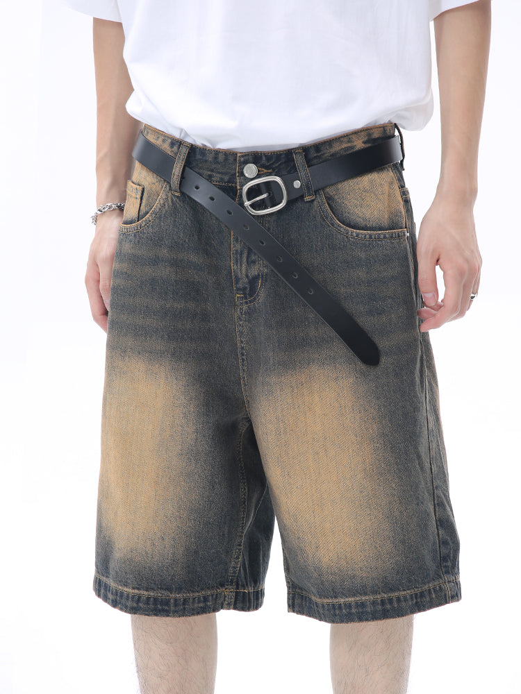 Wide-Leg Retro Denim Shorts