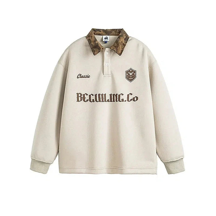 College Style Lapel Sweatshirt