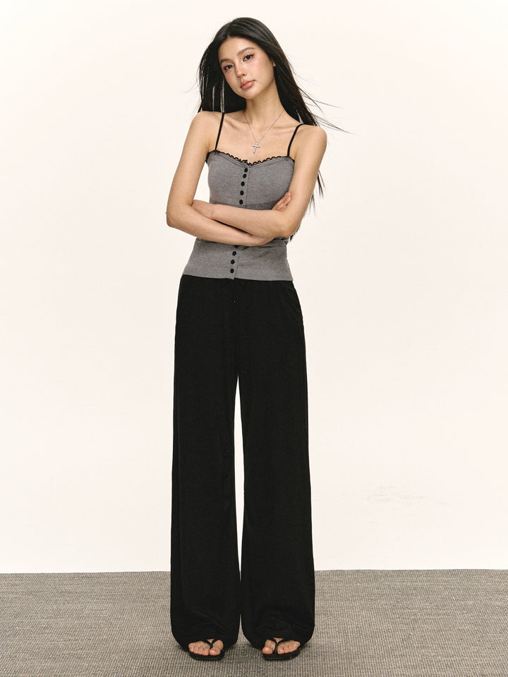 Retro Casual Wide Leg Drawstring Pants