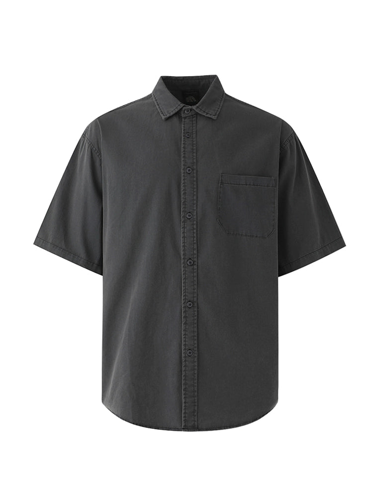 Camisa Casual de Manga Curta Larga Lavada 