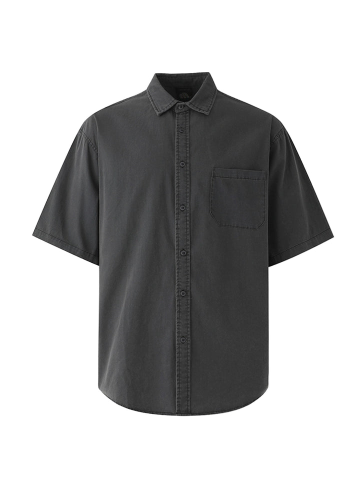 Camisa Casual de Manga Curta Larga Lavada 