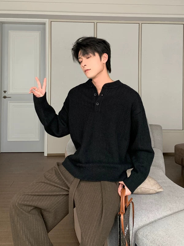 Strick Henley-Kragen Pullover 