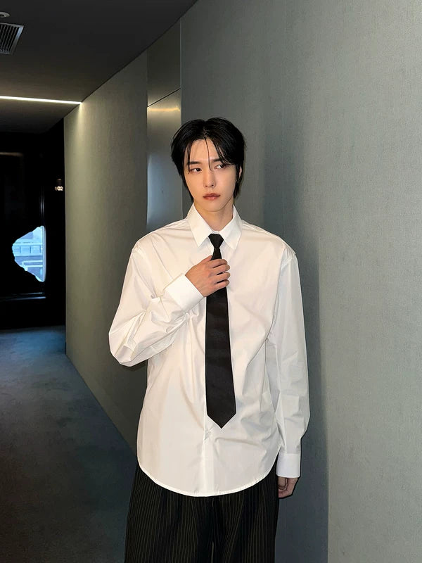 Curved Sleeve Long-Sleeve Dress Shirt