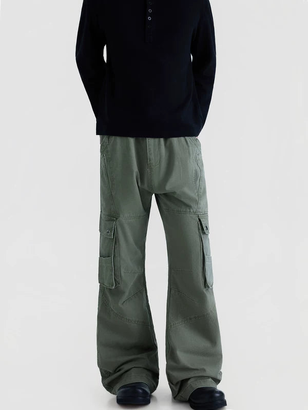 Vintage Flared Multi-Pocket Cargo Pants