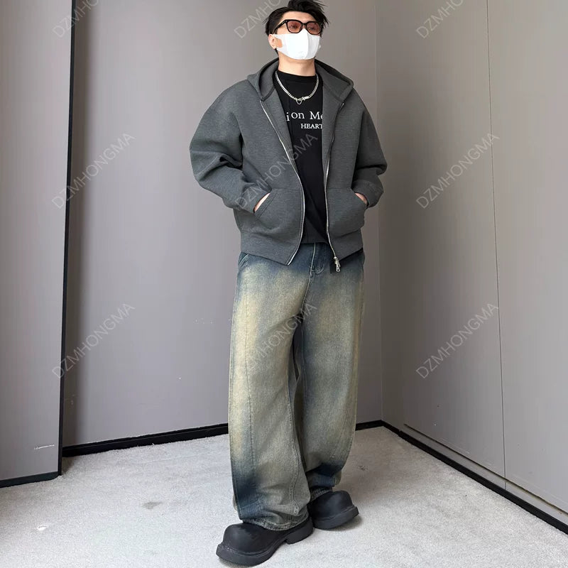 Heavyweight Hooded Zip Up Cardigan Sweatshirt