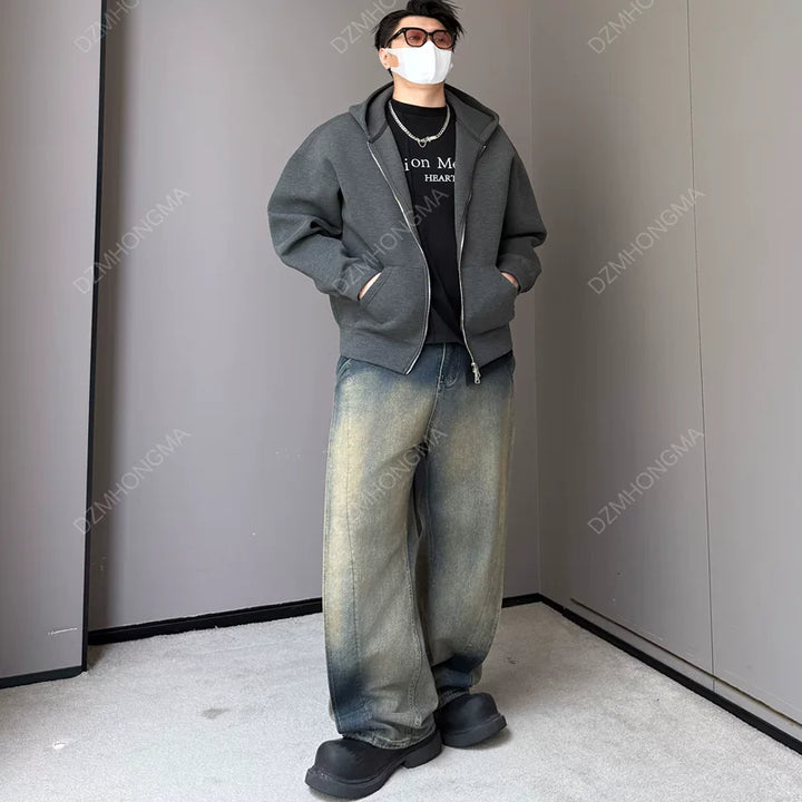 Heavyweight Hooded Zip Up Cardigan Sweatshirt