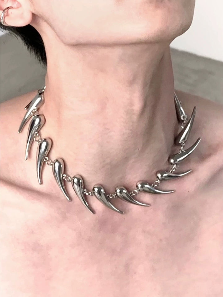 Metal Thorn Design Statement Necklace