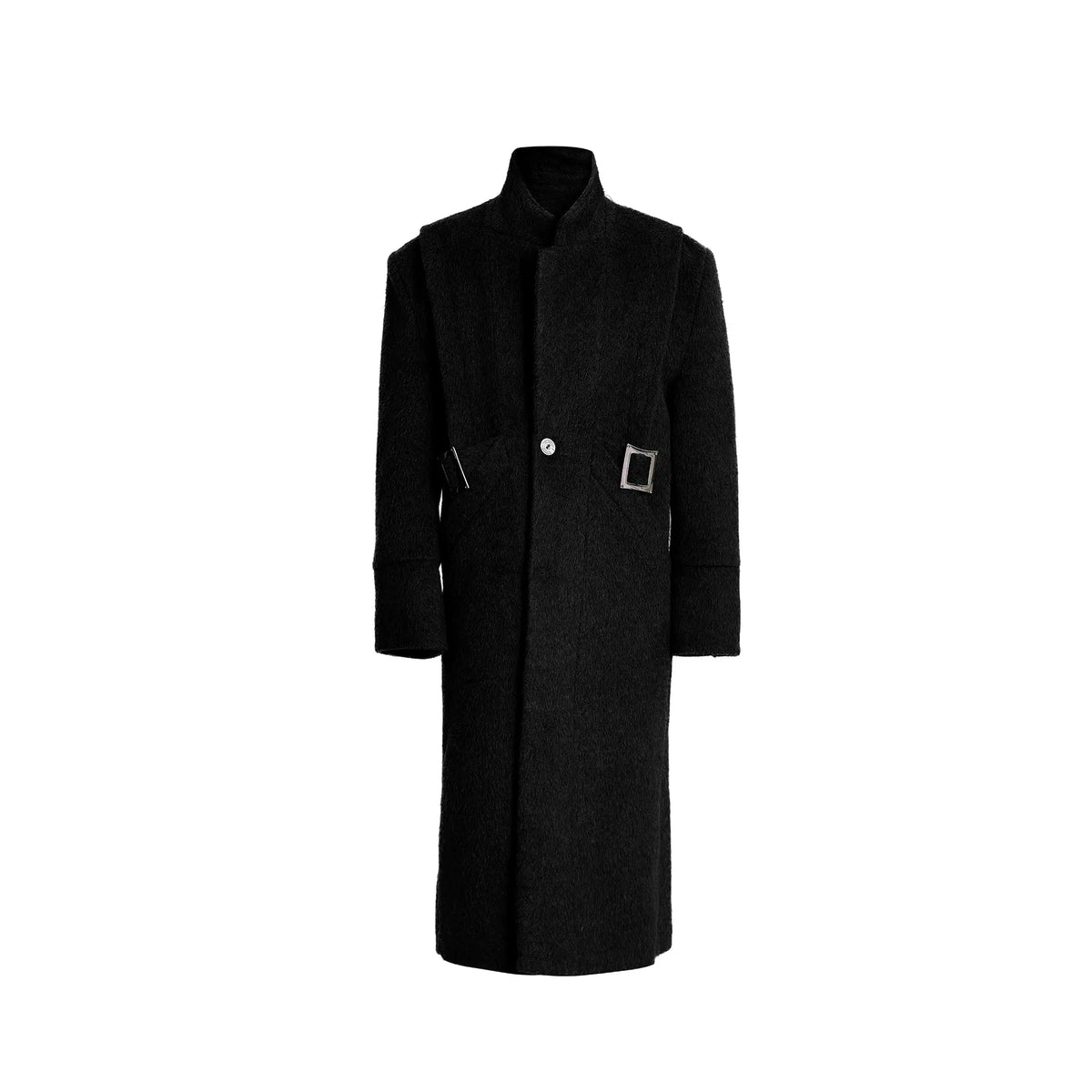 Metal Buckle Long Wool Coat