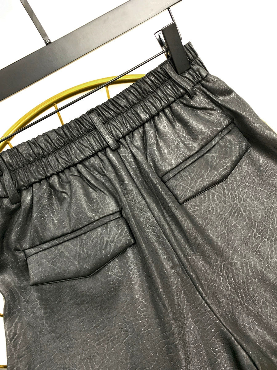 Pantalones Casual Rectos con Pliegues de Satén 