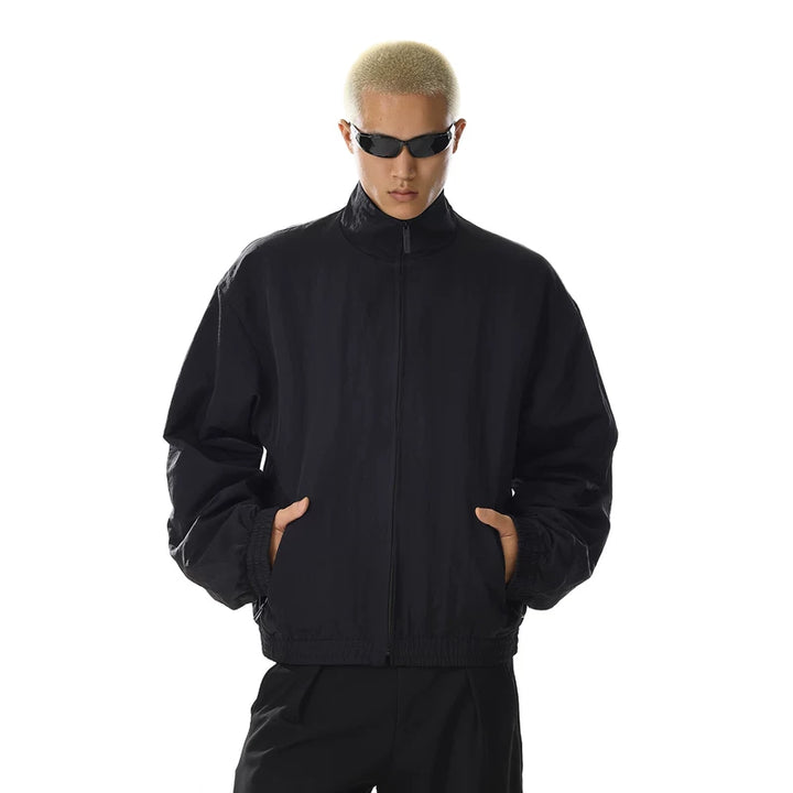 Veste courte zippée décontractée rétro 