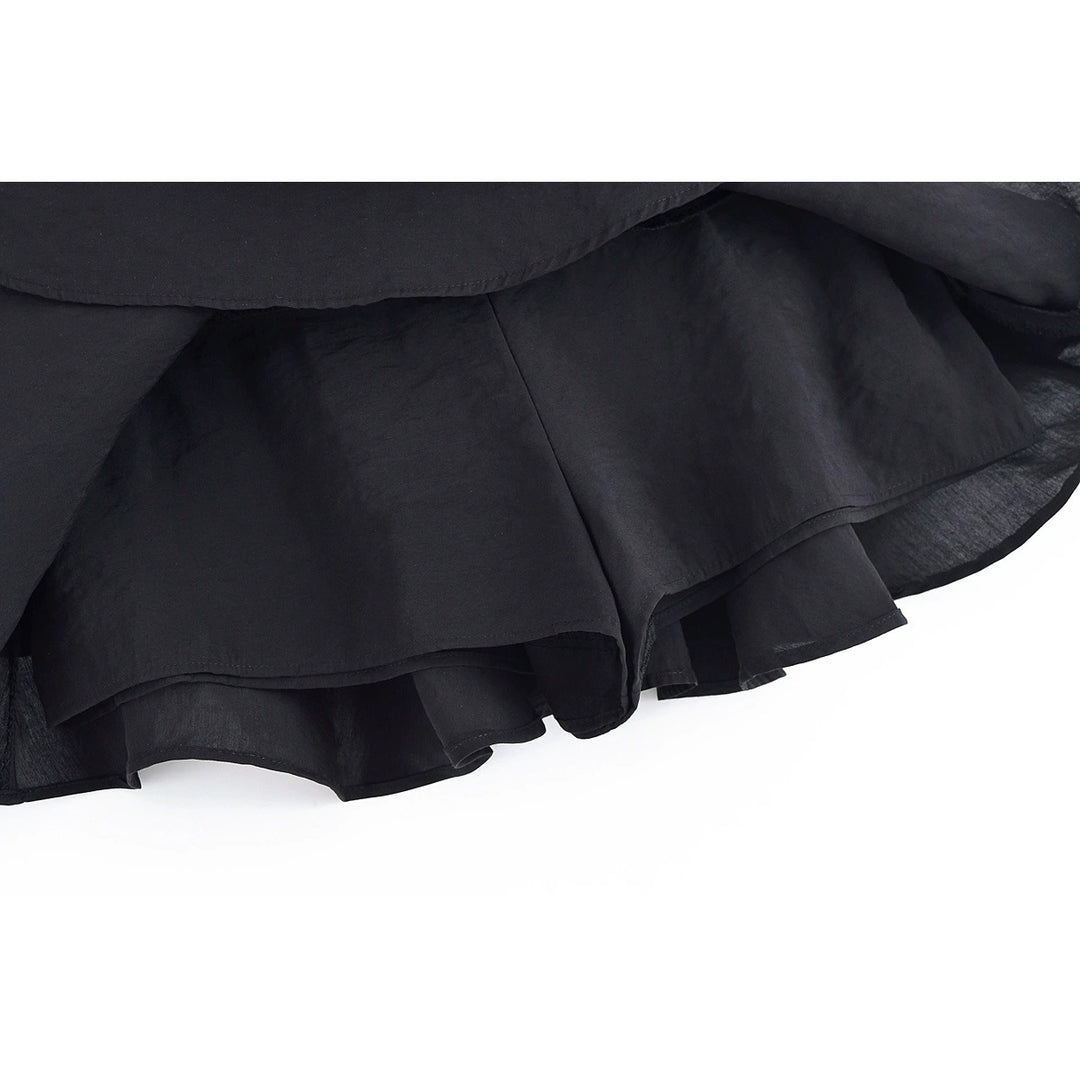 Pleated Layered Mid-Waist Skirt Pants